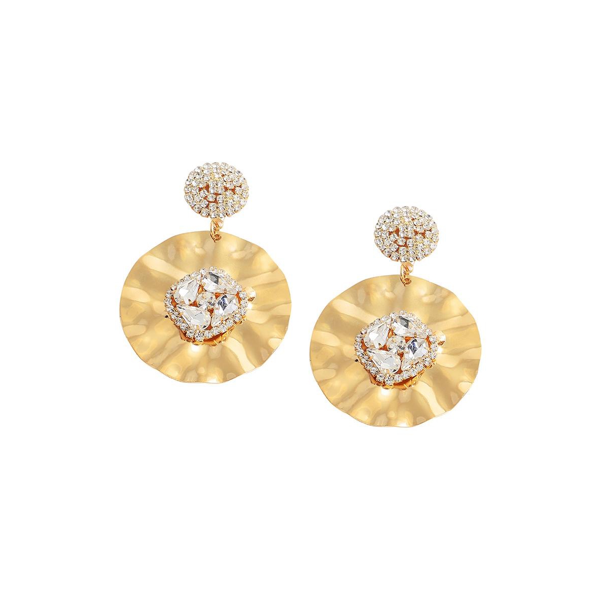 Sohi Women's Circular Drop Earrings In Gold