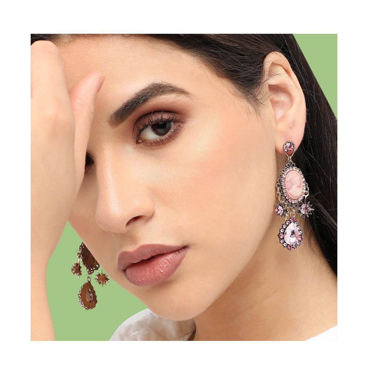 Shop Sohi Women's Regal Drop Earrings In Pink