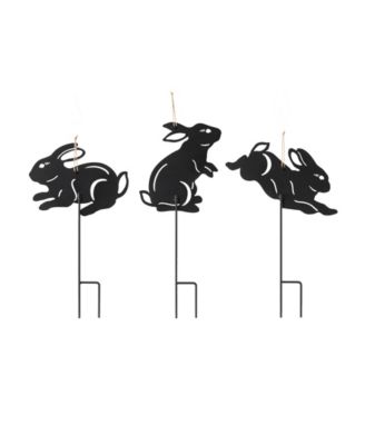 18" H Multi-Functional 2-in-1 Set of 3 Metal Rabbit Silhouette Pick Wall Decor