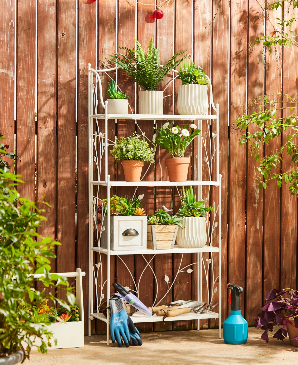 Glitzhome 52" H 4-tiered Rectangular Metal Shelf Plant Stand Or Storage Rack In White