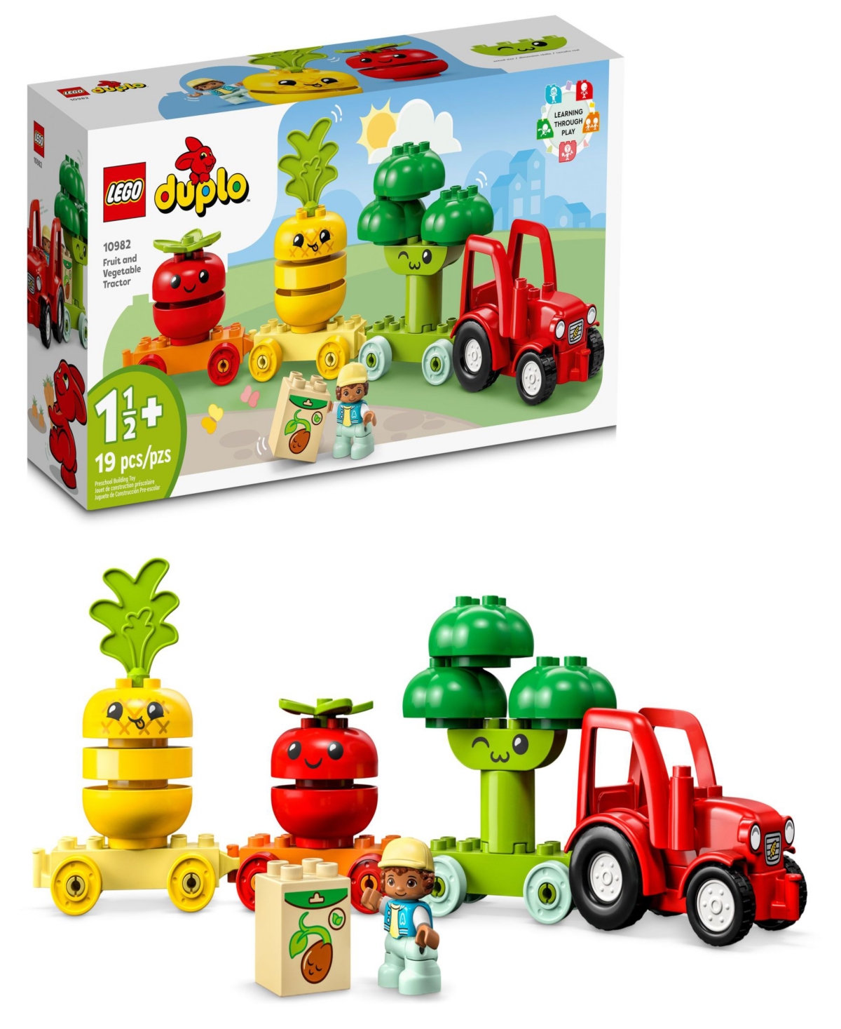 Lego Duplo 10982 My First Fruit & Vegetable Tractor Toy Learning Building Set In Multicolor