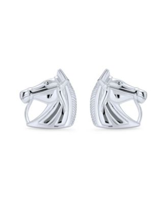 Cow Equestrian Thoroughbred Winner Horse-Head Stud Earrings Horseshoe Necklace Sterling Silver