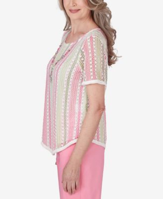 Women's Miami Beach Vertical Striped Top with Necklace