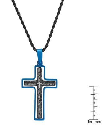 Men's Two-Tone Stainless Steel "Our Father" English Prayer Spinner Cross 24" Pendant Necklace