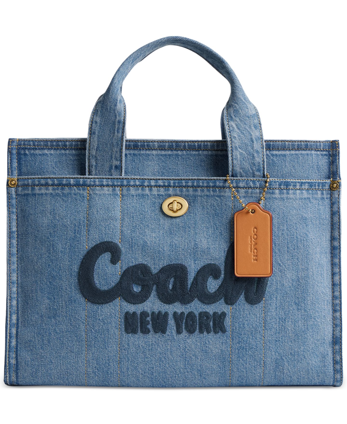 Женская сумка COACH Cargo Medium Denim, цвет: Латунный / Индиго — фото 1