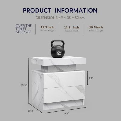  Modern LED Nightstand w/ Drawers