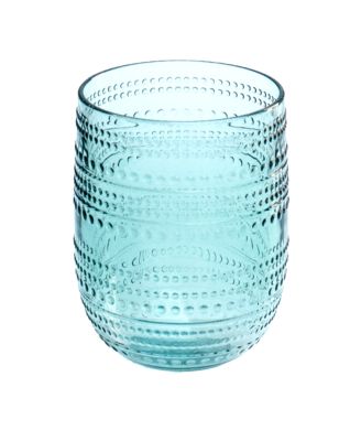 Beaded Stemless Cobalt Glasses, Set of 6