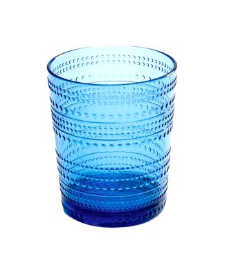 Beaded Double Old Fashioned Cobalt Glasses, Set of 6