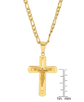Men's Gold-Tone Crucifix Pendant 24" Necklace