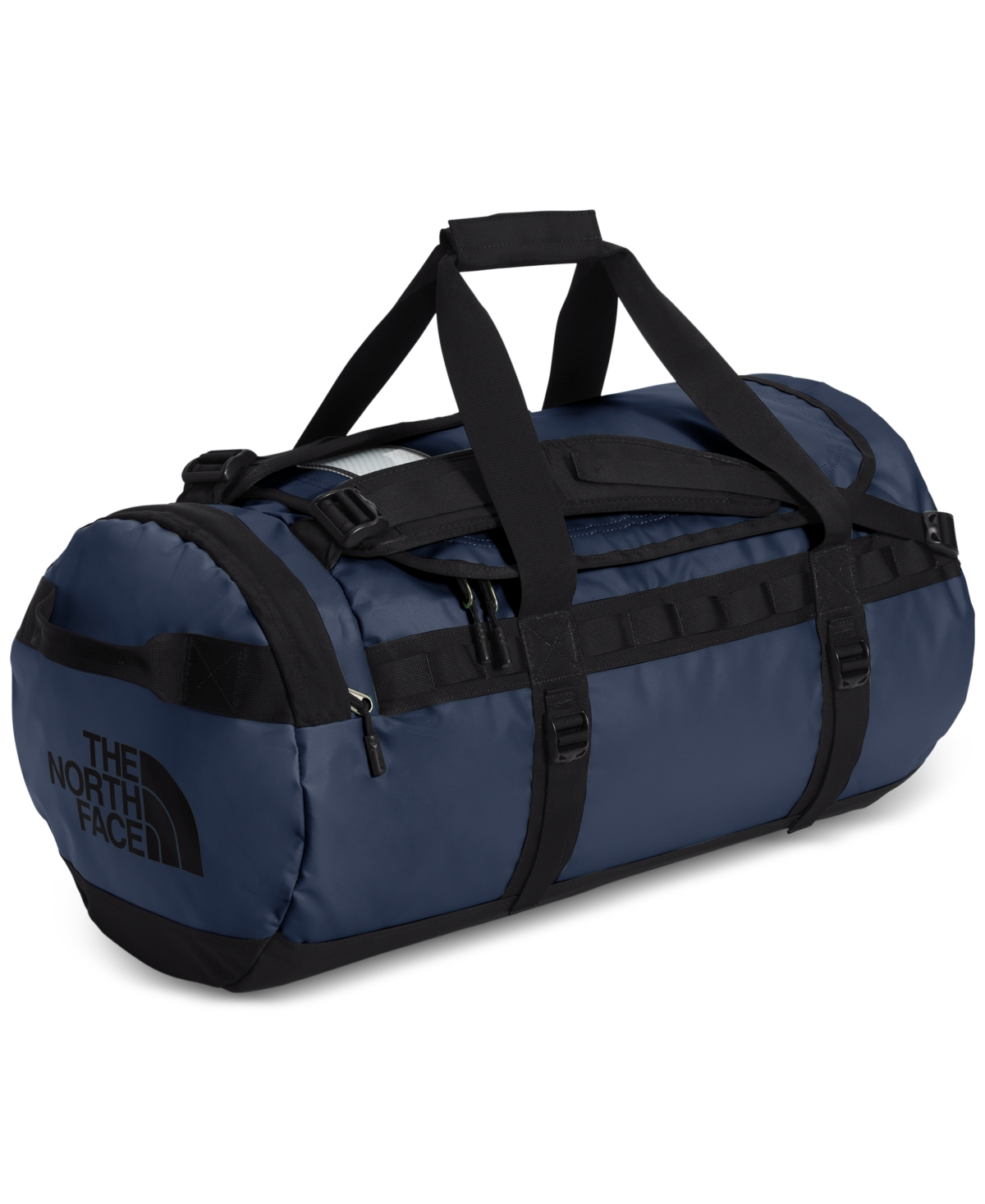 The North Face Base Camp Logo Convertible Duffel Bag In Summit Navy,tnf Black