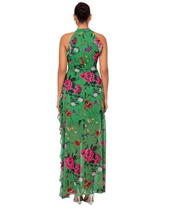 Betsy & adam petite floral halter maxi gown top