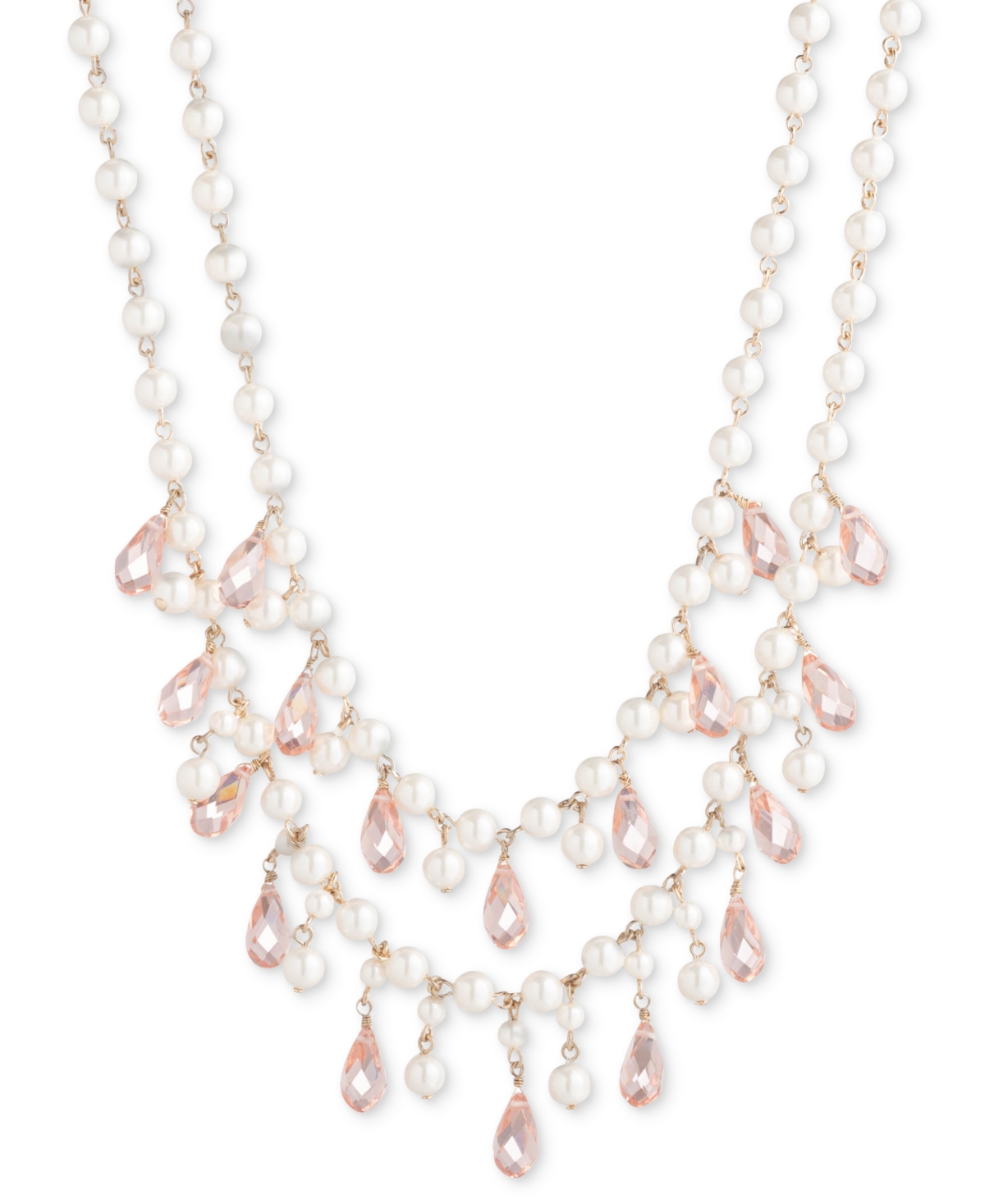 Shop Lauren Ralph Lauren Gold-tone Bead & Imitation Pearl 16" Layered Statement Necklace In White