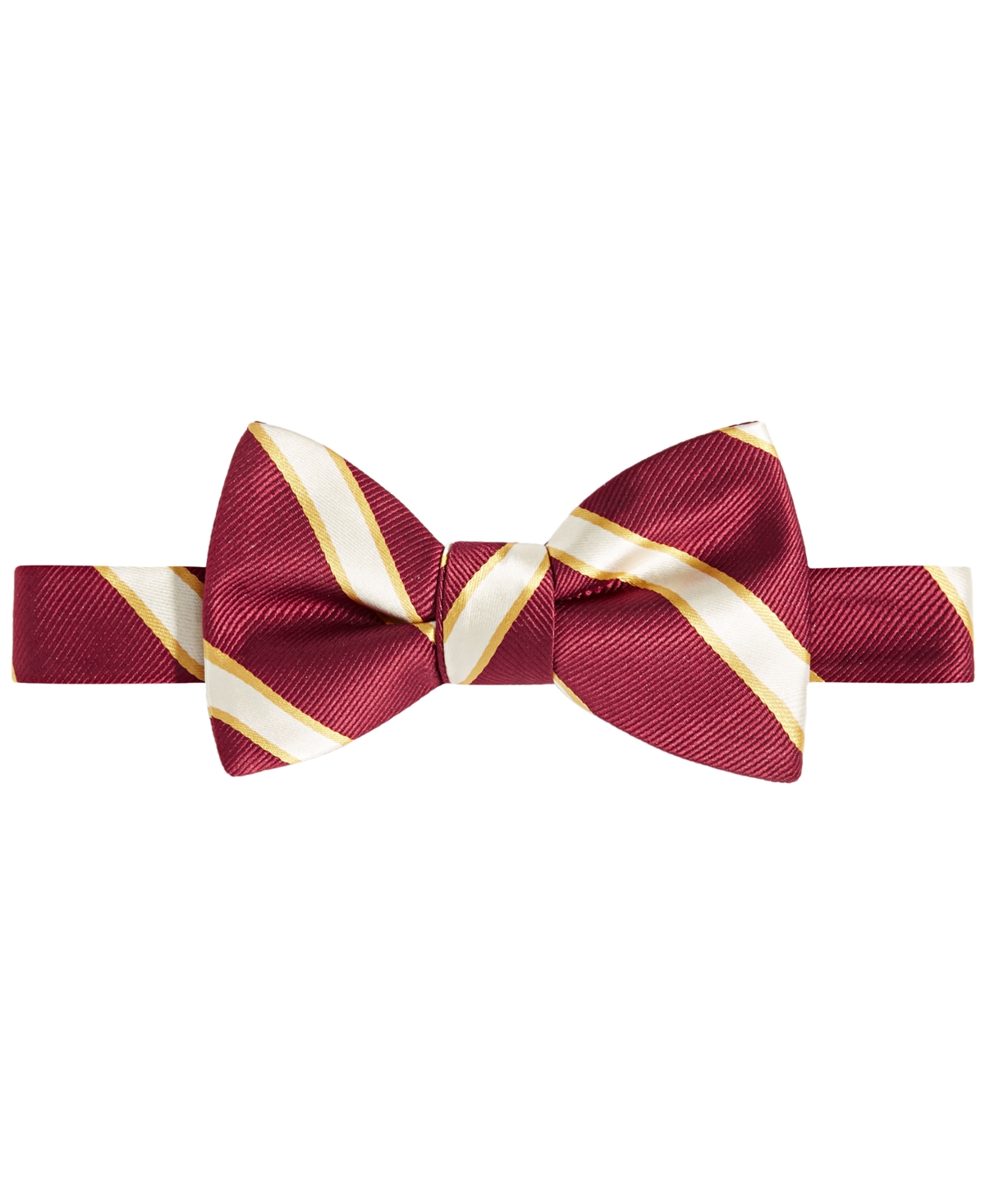 Men's Crimson & Cream Stripe Bow Tie - Red