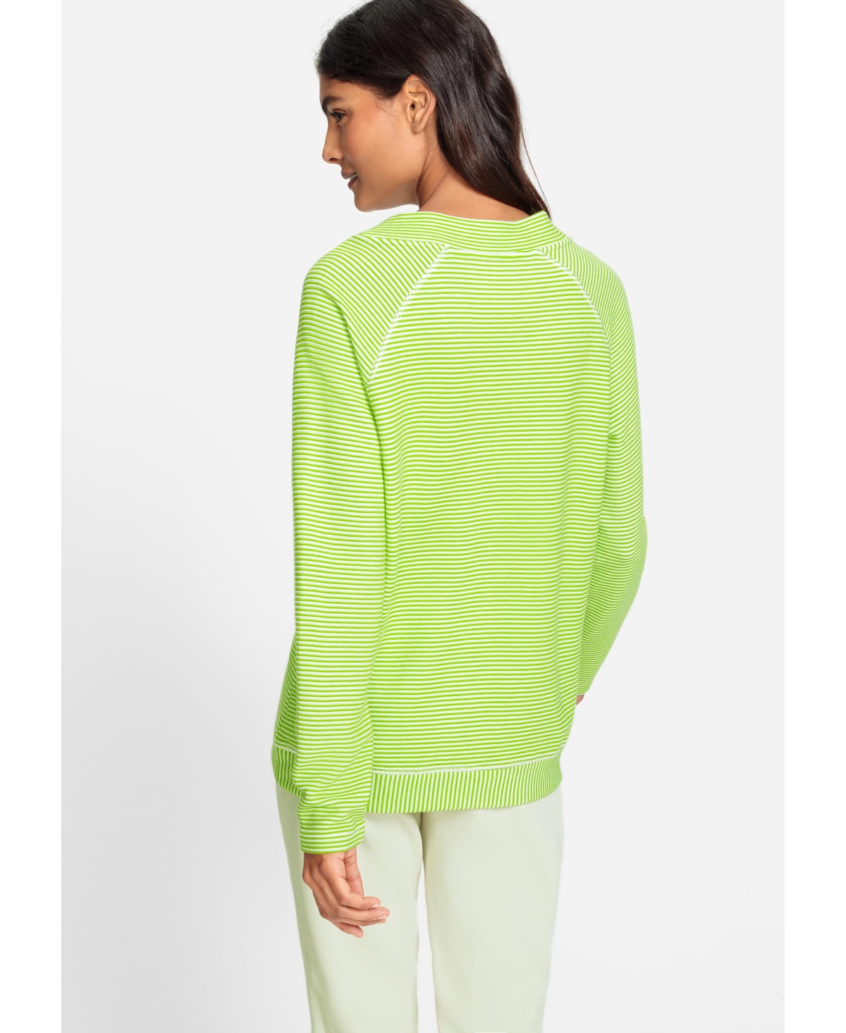 Olsen Women's Long Sleeve Striped Ribbed Jersey Top