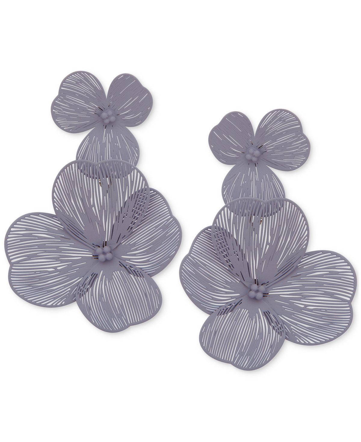 Lonna & Lilly Gold-tone Openwork Flower Double Drop Earrings In Lavender