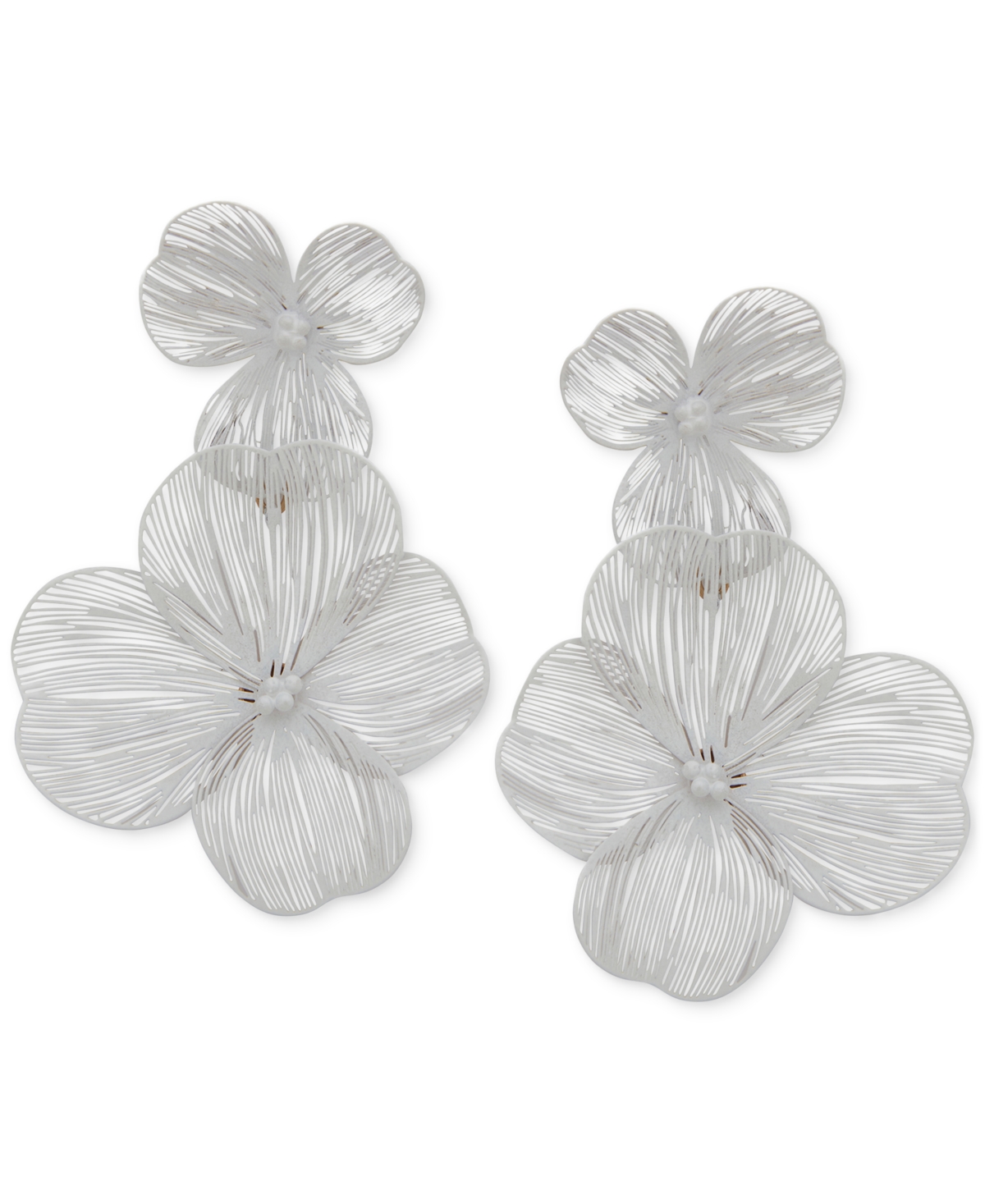 Lonna & Lilly Gold-tone Openwork Flower Double Drop Earrings In White