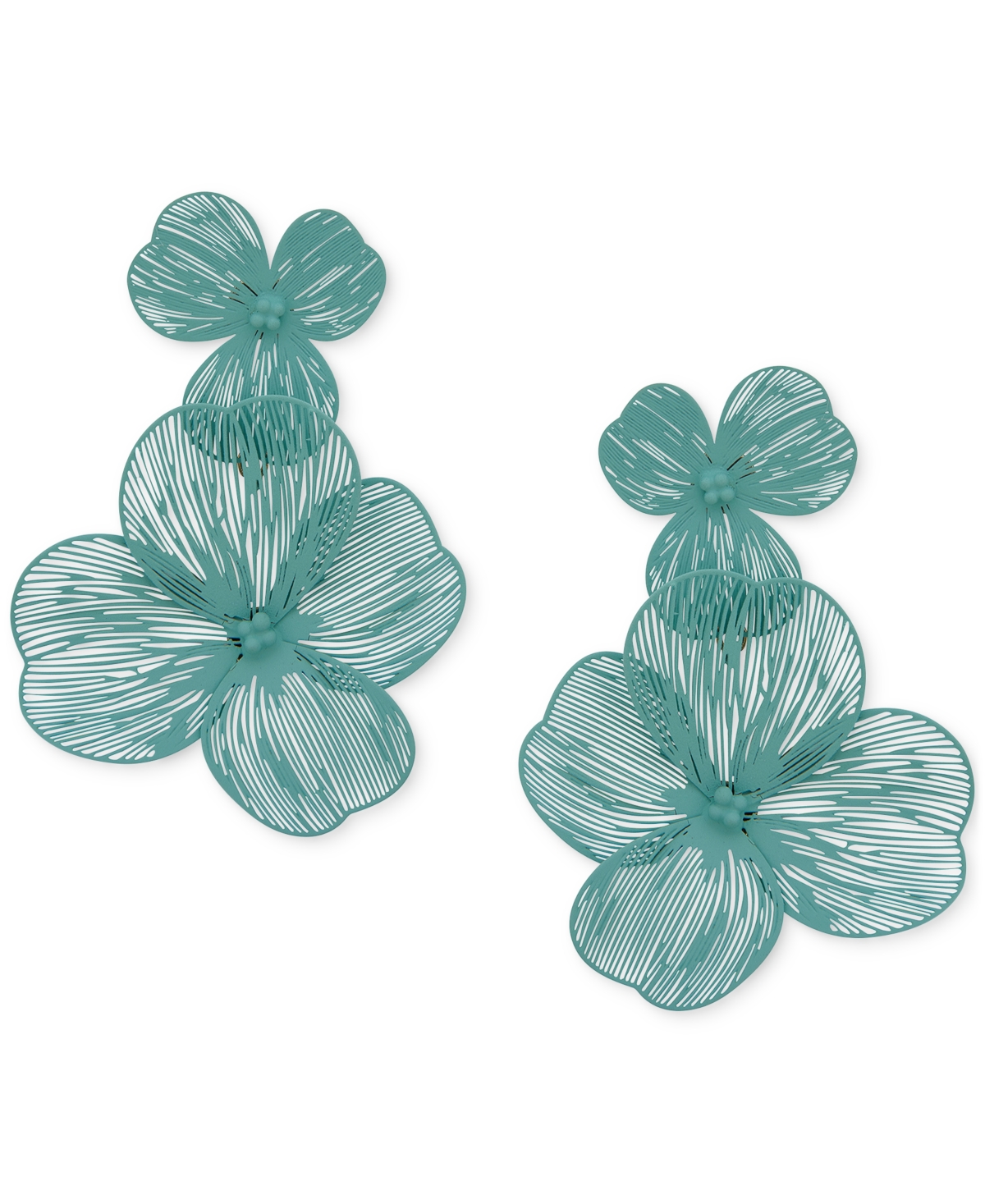 Lonna & Lilly Gold-tone Openwork Flower Double Drop Earrings In Seafoam