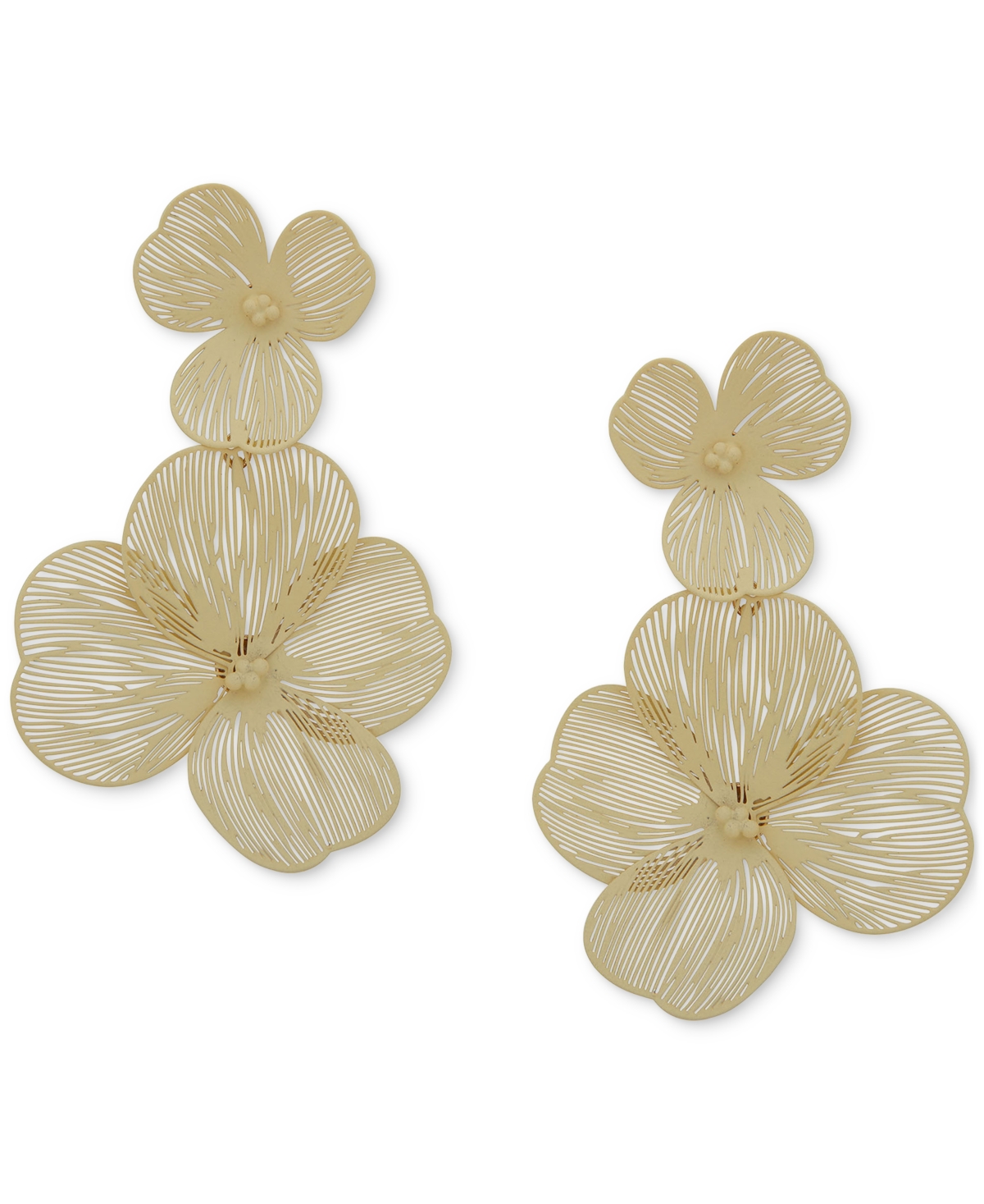 Lonna & Lilly Gold-tone Openwork Flower Double Drop Earrings In Yellow
