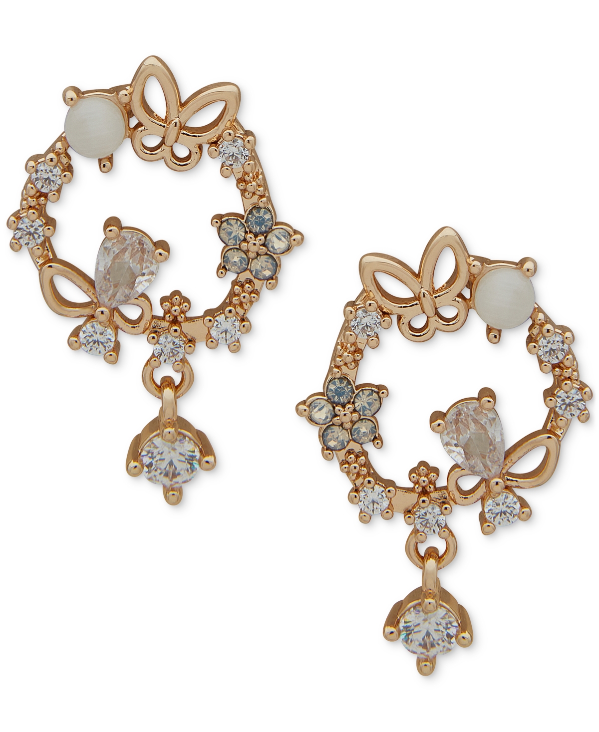Shop Lonna & Lilly Gold-tone Crystal & Stone Butterfly Drop Earrings In Crystal Wh