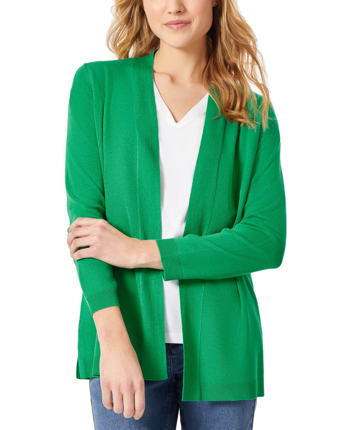 Women's Relaxed V-Neck Open Cardigan - Kelly Green