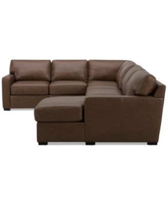 Radley 129" 6-Pc. Leather Square Corner Modular Chaise Sectional, Created for Macy's