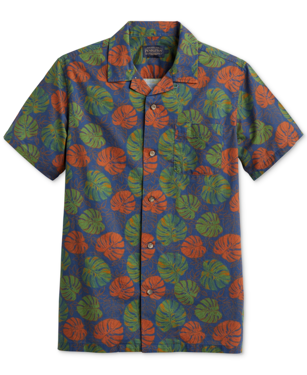 Men's Aloha Island Print Short Sleeve Button-Front Shirt - Dune Rider Blue