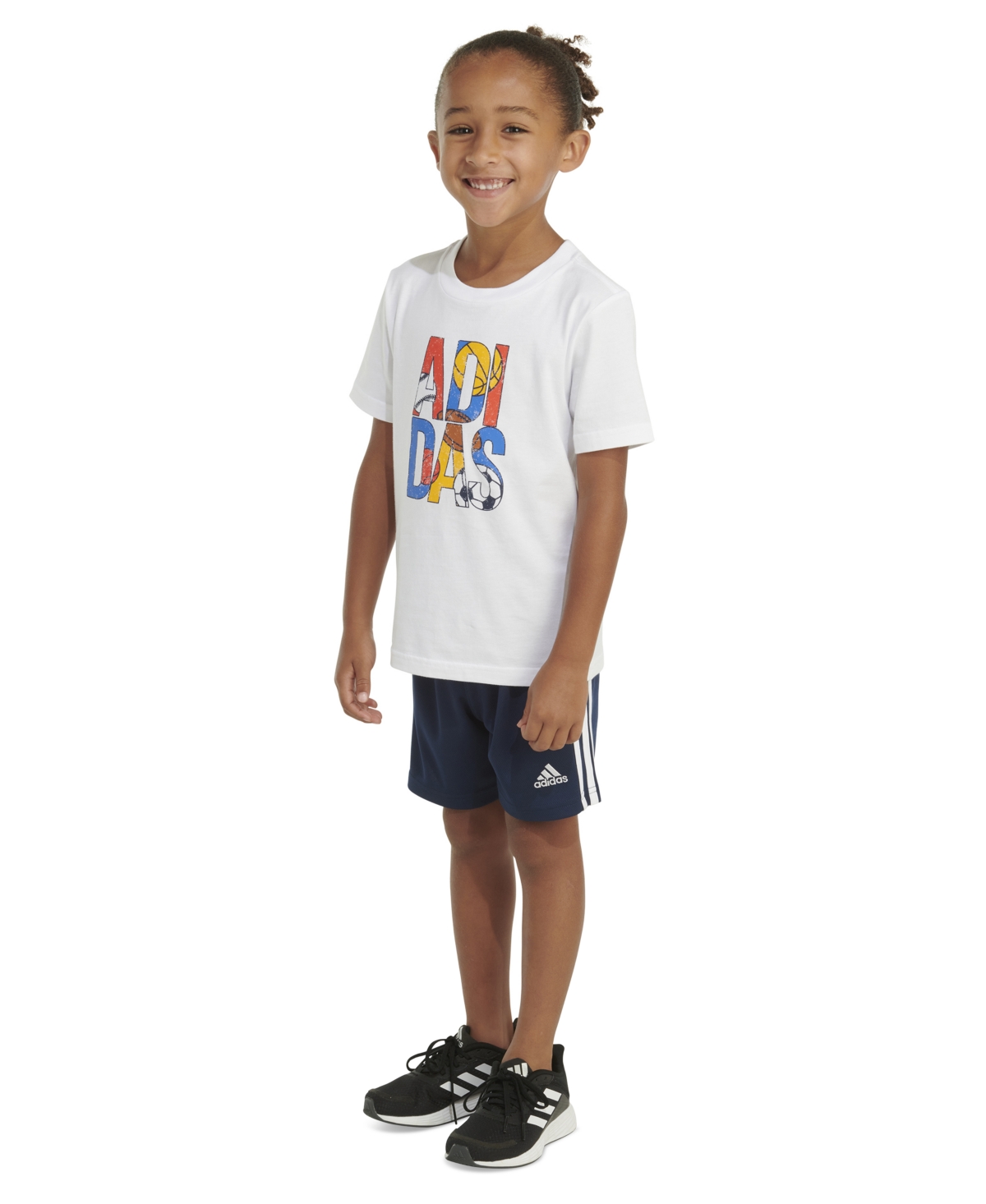adidas Toddler & Little Boys 2-Pc. Logo Graphic T-Shirt & 3-Stripes Mesh Shorts Set
