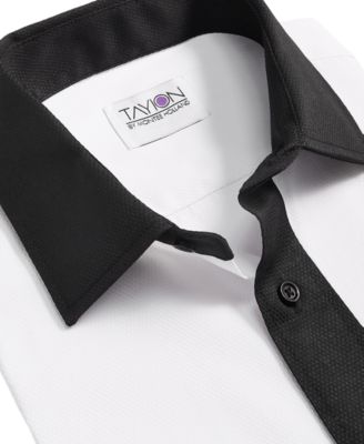 Men's Slim-Fit Black Trim Solid Dress Shirt