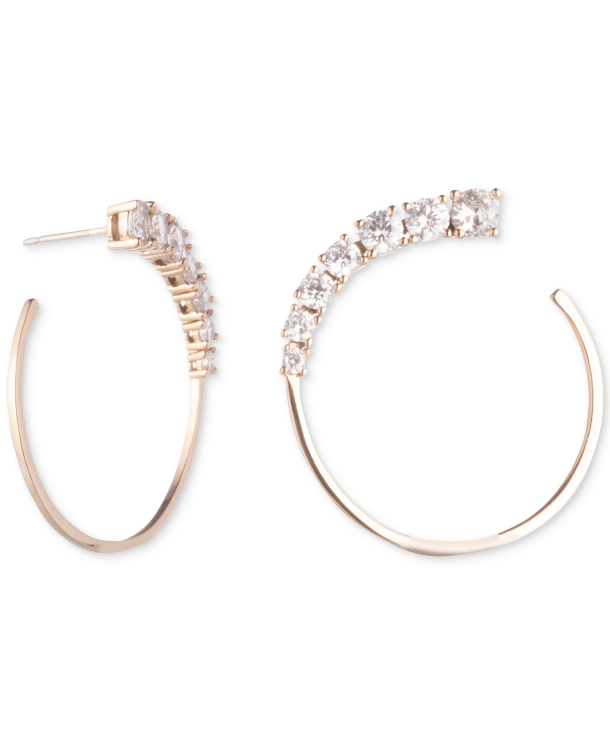 Shop Givenchy Gold-tone Crystal Frontal Hoop Earrings, 1" In White