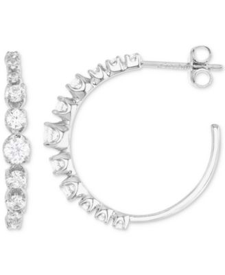 Macy's - Cubic Zirconia Graduated & Tapered Small Hoop Earrings, 0.79"