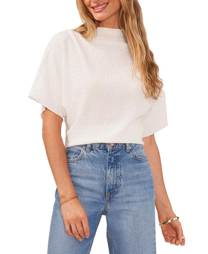 Vince Camuto Women s Textured High Neck Wide Sleeve Top Macy s