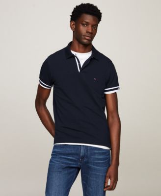 Men's Slim Fit Monotype Cuff Short Sleeve Polo Shirt