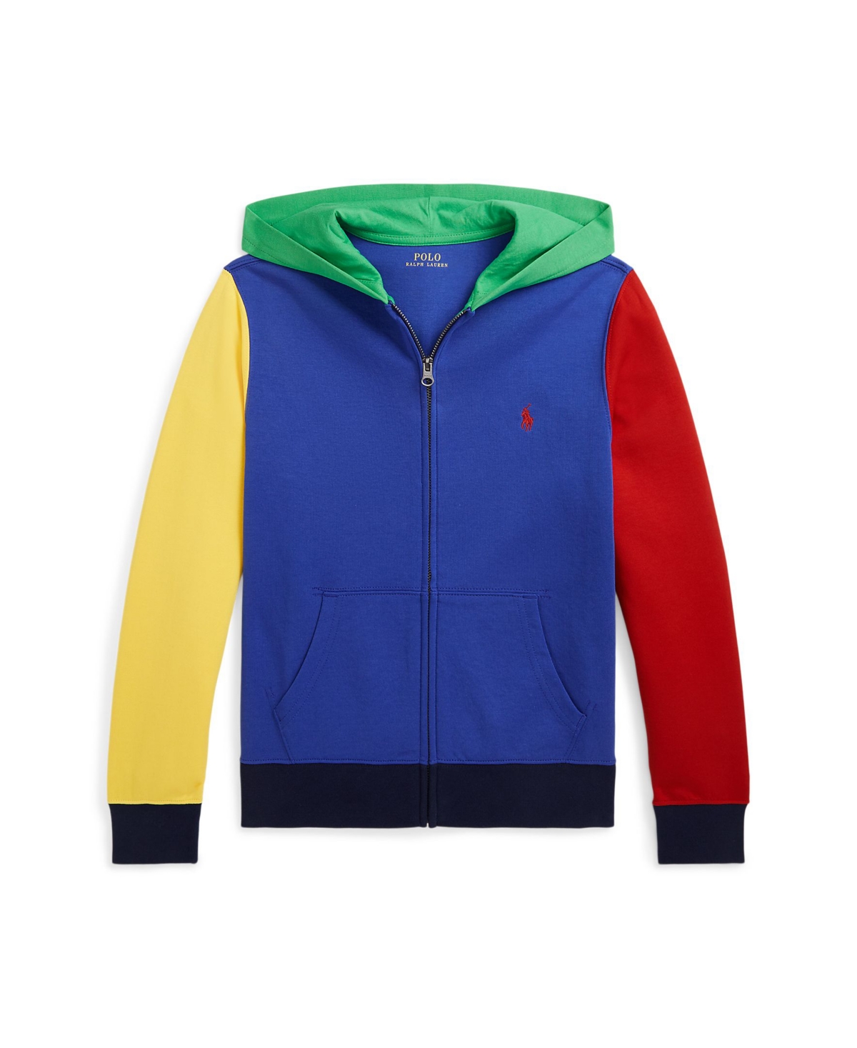 Shop Polo Ralph Lauren Big Boys Color-blocked Ombre-logo Zip Hoodie In Sapphire Star Multi