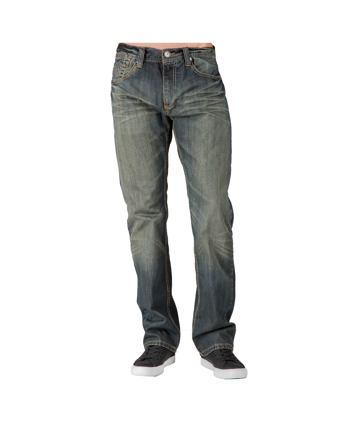 Men's Relaxed Straight Handcrafted Wash Premium Denim Signature Jeans - Open Blue
