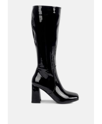 Womens Hypnotize Patent Pu Block Heeled Calf Boots