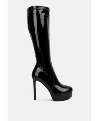 Shawtie High Heel Stretch Patent Calf Boots