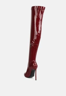 Womens Chimes High Heel Patent Long Boots