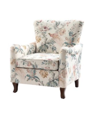 Ewert Comfy Floral Fabric Pattern Armchair with Wingback Design
