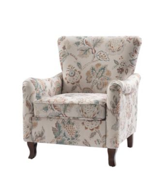 Ewert Comfy Floral Fabric Pattern Armchair with Wingback Design