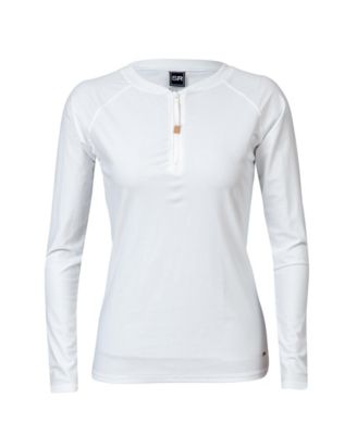 Ladies White Half Zip LS Rash Top