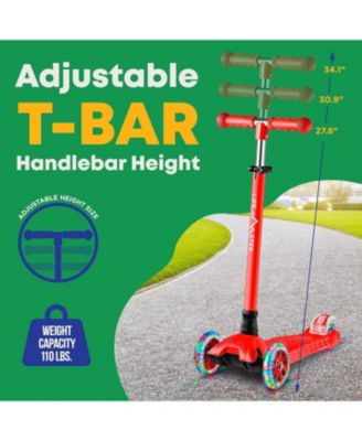 Mini 3-Wheel Kids Scooter with LED light-up wheels, 4-height adjustable handlebar, anti-slip deck & safety brake, for ages 2+, teal