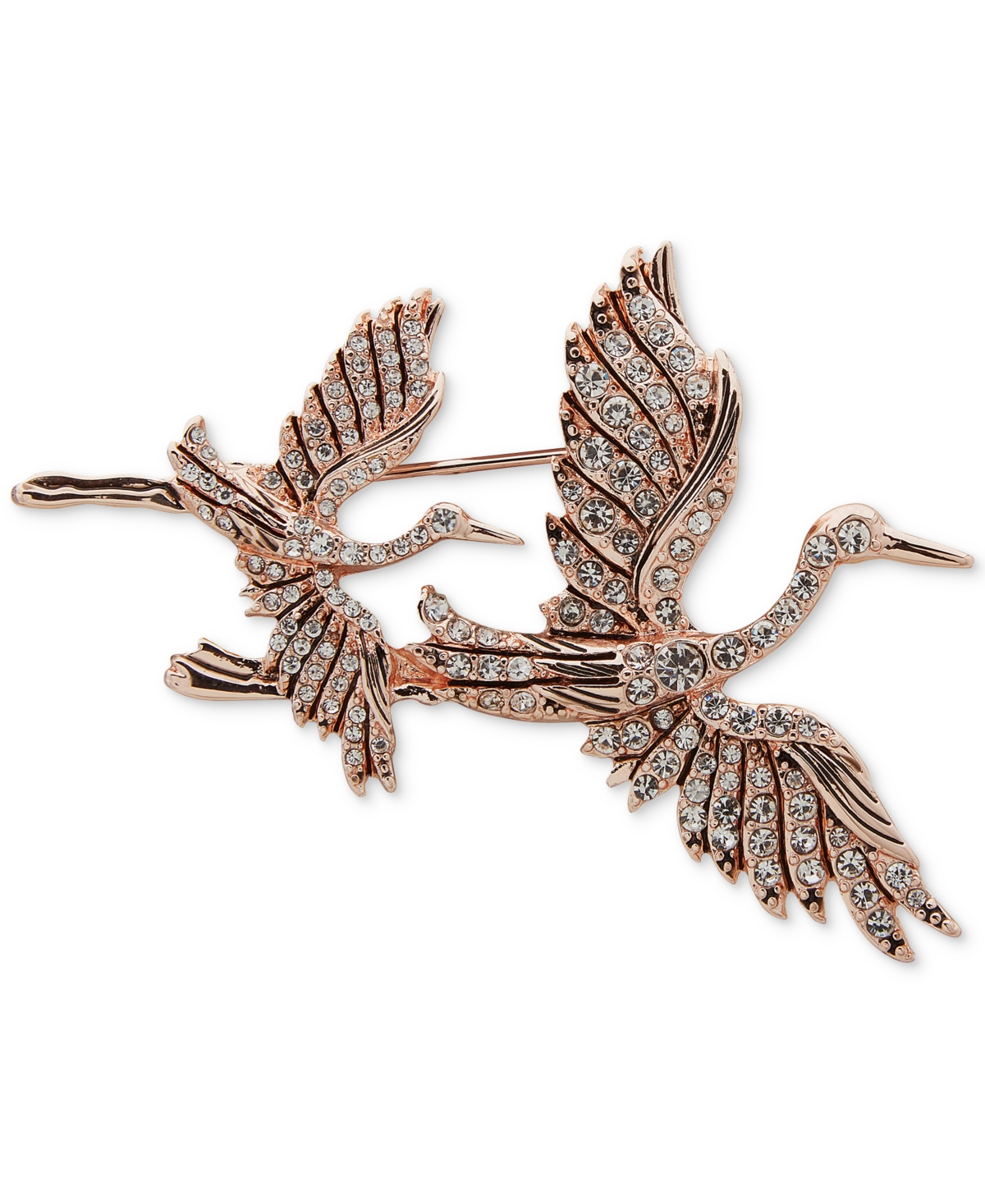 Shop Anne Klein Pave Crystal Double Birds In Flight Pin In Crystal Wh