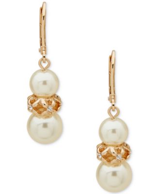 Anne Klein - Gold-Tone Beaded Snowman Drop Earrings