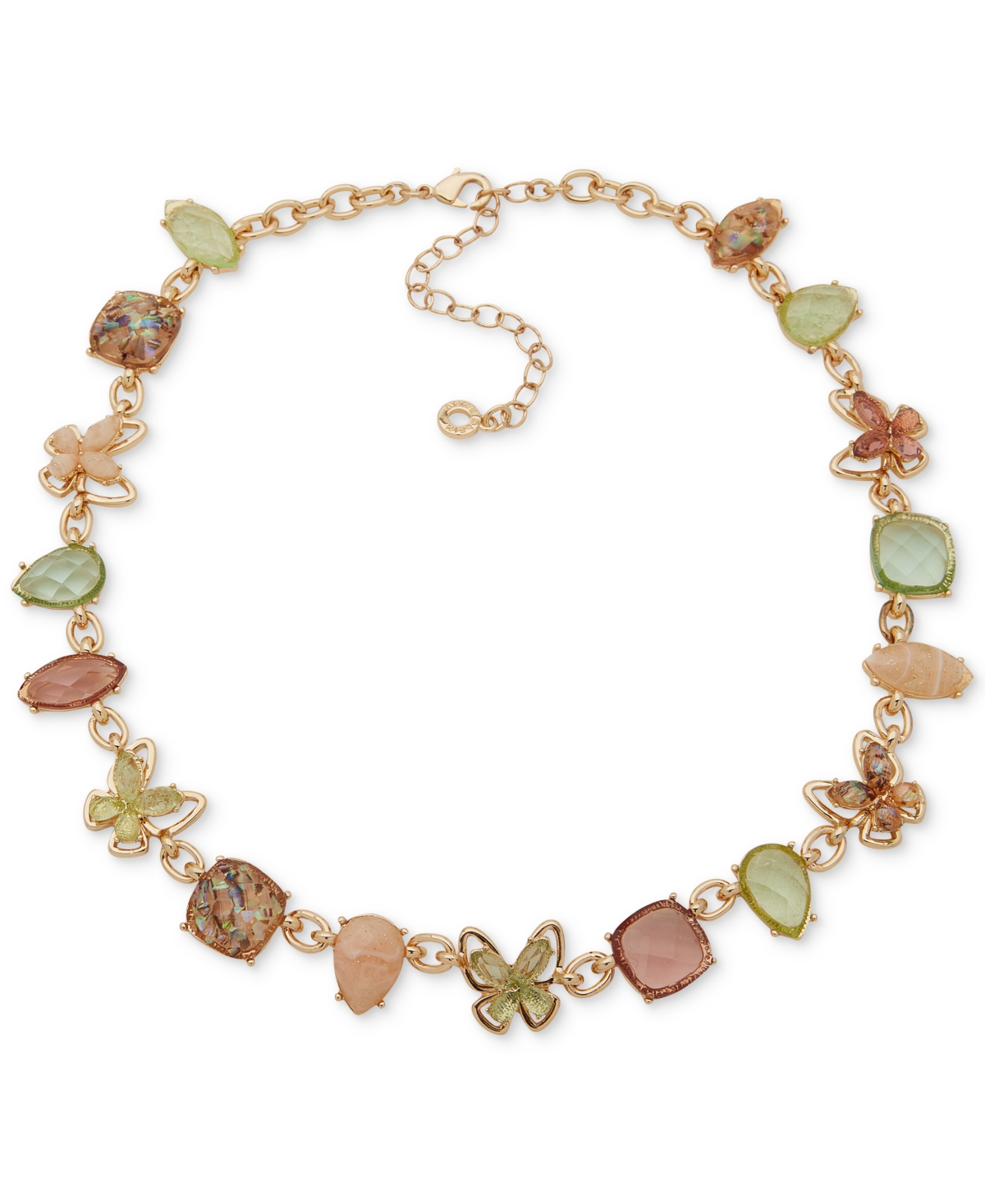 Shop Anne Klein Gold-tone Butterfly Motif Collar Necklace, 16" + 3" Extender In Multi