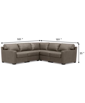 Radley 101" 5-Pc. Leather Square Corner L Shape Modular Sectional