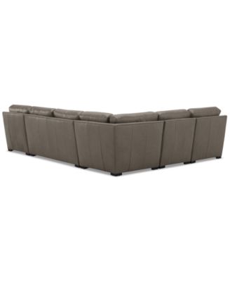Radley 136" 5-Pc. Leather Square Corner Modular Chase Sectional