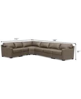 Radley 148" 5-Pc. Leather Wedge L Shape Modular Sectional