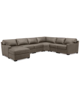 Radley 141" 6-Pc. Leather Wedge Modular Chaise Sectional