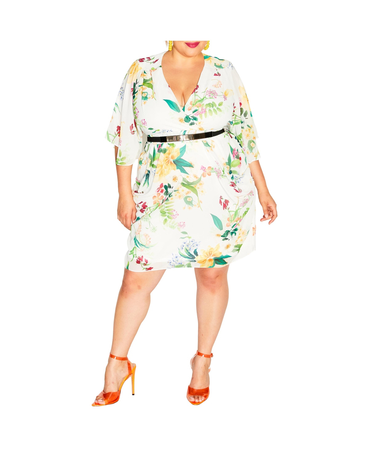 City Chic Plus Size Color Wrap Print Dress