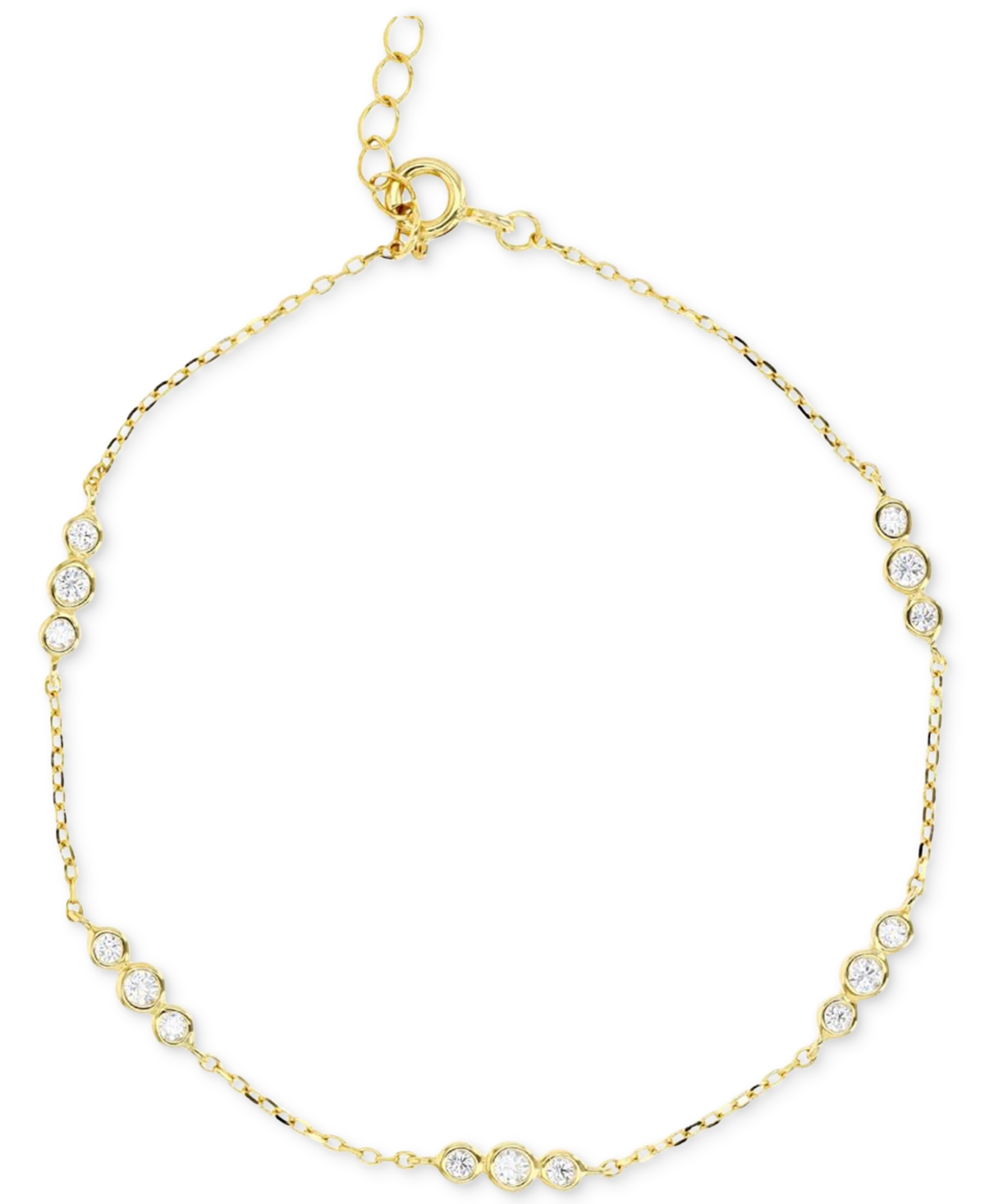 Macy's Cubic Zirconia Bezel Trios Chain Link Bracelet In 14k Gold-plated Sterling Silver